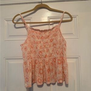 SO Peach Floral Smocked Spaghetti-Strap Camisole